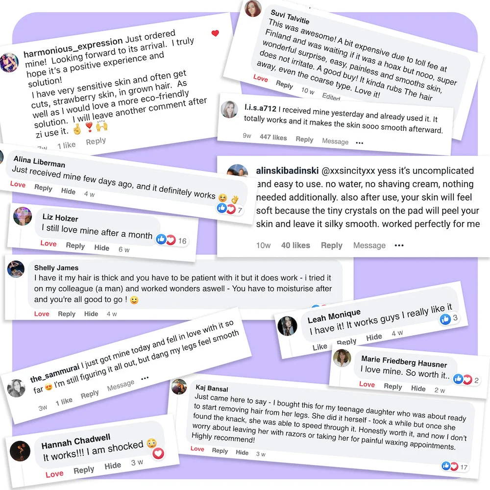 A collage of genuine customer testimonials showcasing positive experiences with the Virrelo Scalp Massager, highlighting its effectiveness, ease of use, and transformative results for hair and scalp care.